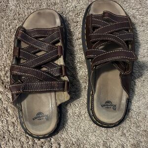 Dr. Martens Dark Brown Leather Slide Sandals